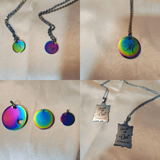 Collier pendentif rond Neochrome personnalisé